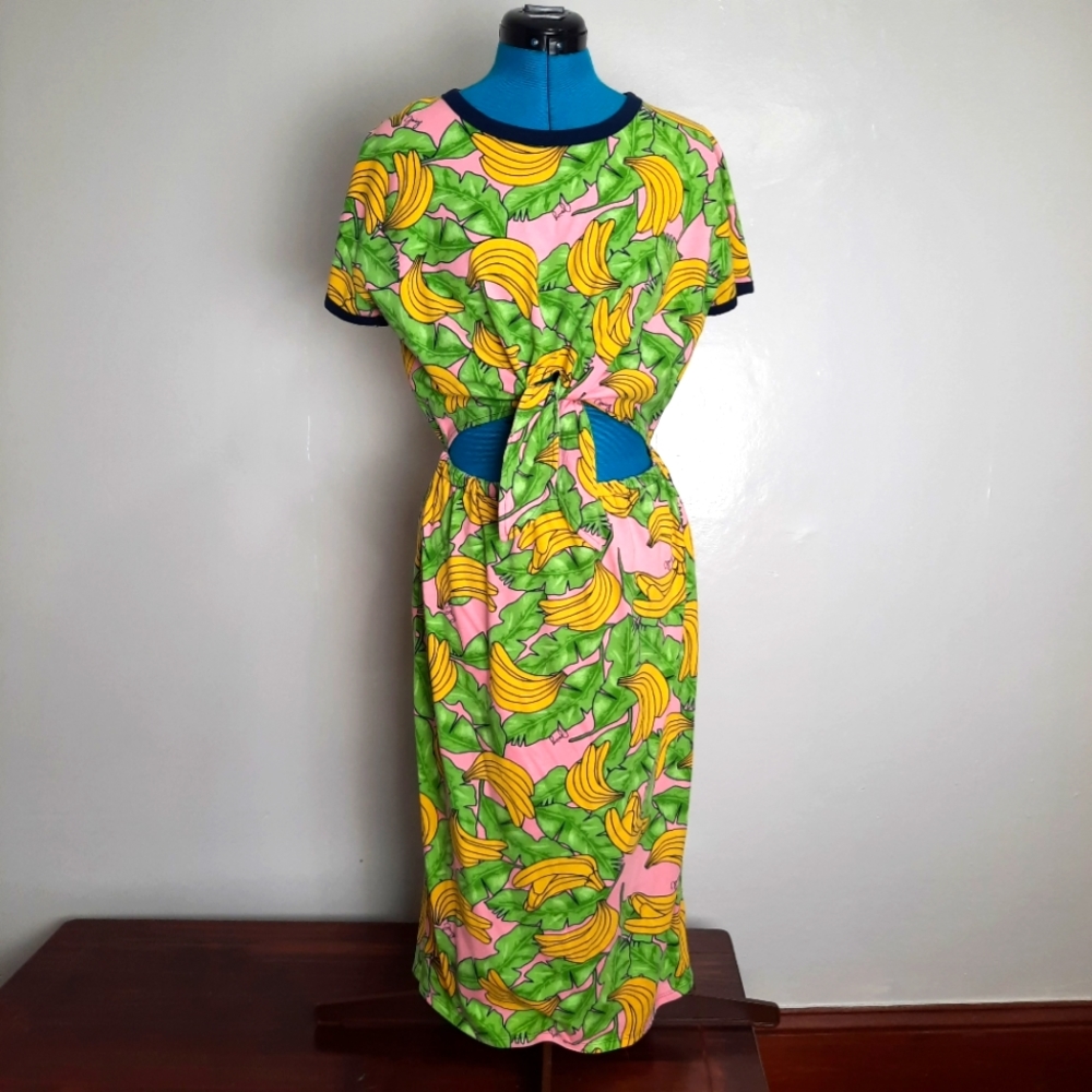 Juicy Couture Banana print one piece shirt dress Large